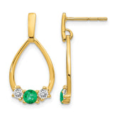 10k 1/3 carat Lab Grown Diamond VS/SI+ G+ and Created Emerald Complete Dangle Post Earrings